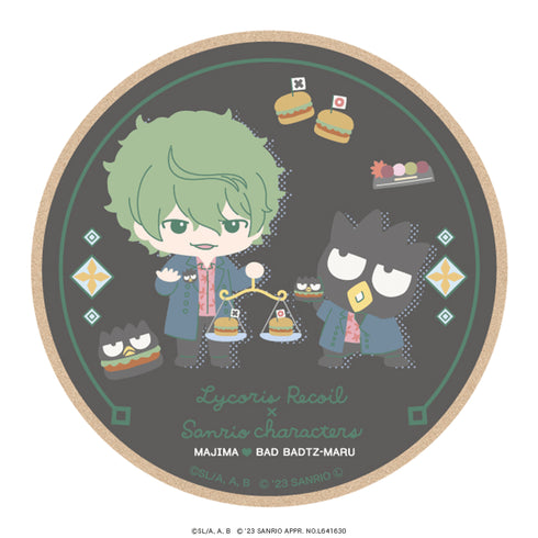 『リコリス・リコイル×サンリオキャラクターズ』ウッドコースター ミニキャラver. 真島×バッドばつ丸